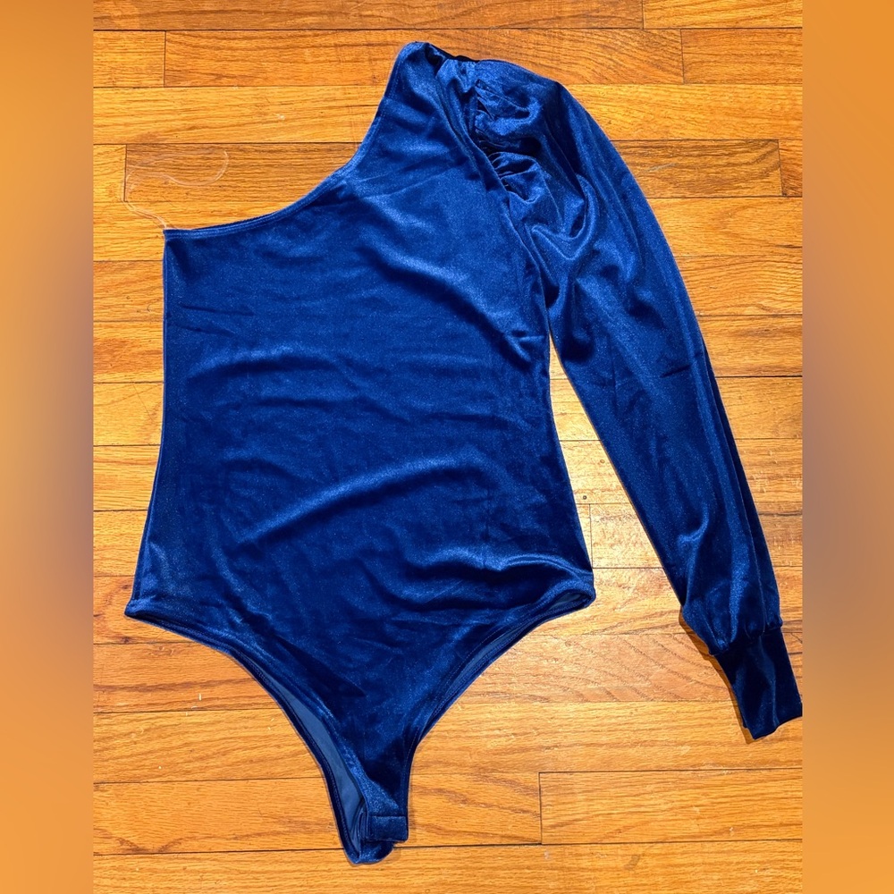 Shinestar Women’s One-Shoulder Bodysuit Simmering Blue Medium
